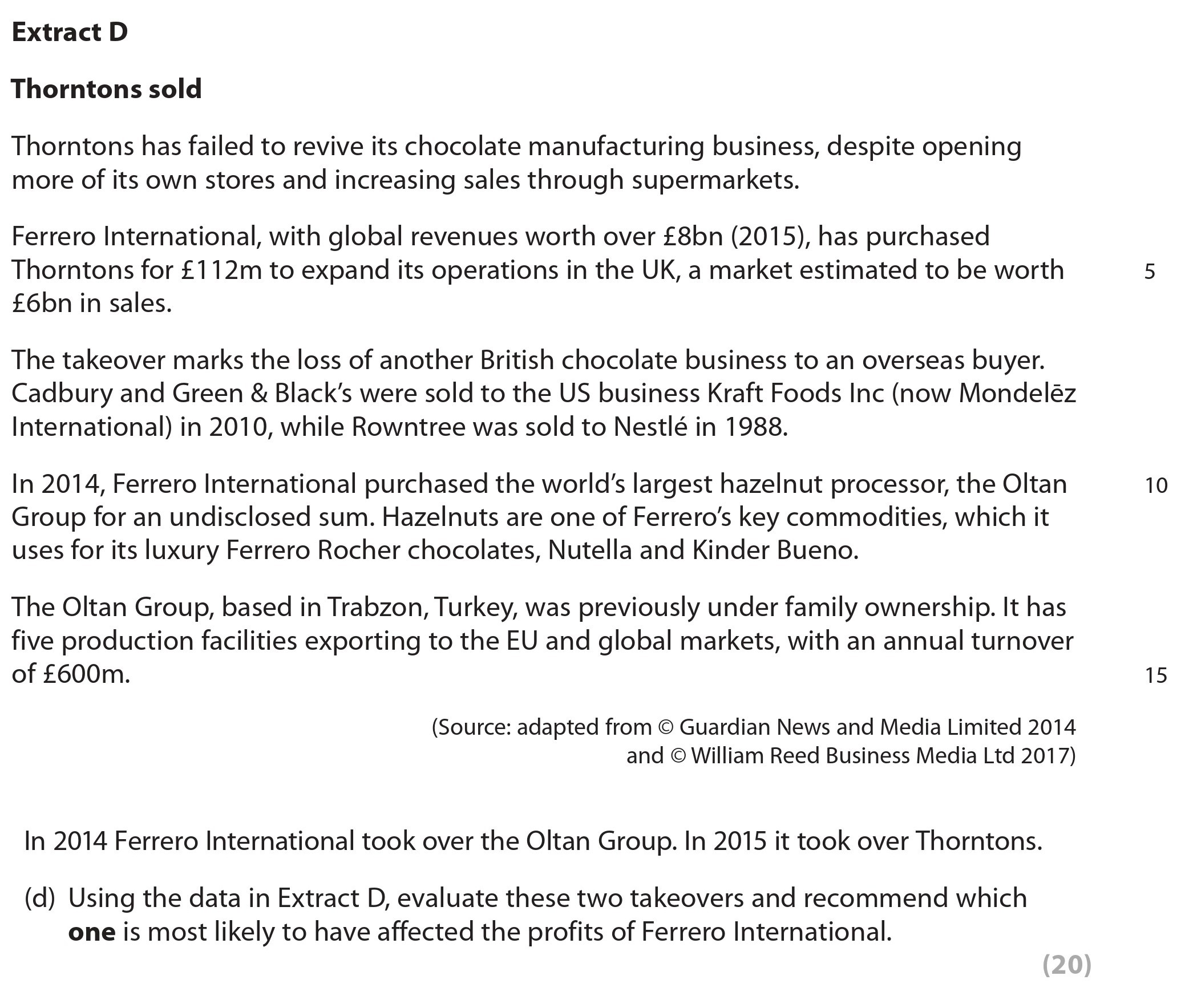 Using-the-data-in-Extract-D,-evaluate-the-two-takeovers-and-recommend-which-one-is-most-likely-to-have-affected-the-profits-of-Ferrero-International-Edexcel-A-Level Business-Question 1-2018-Paper 3.png