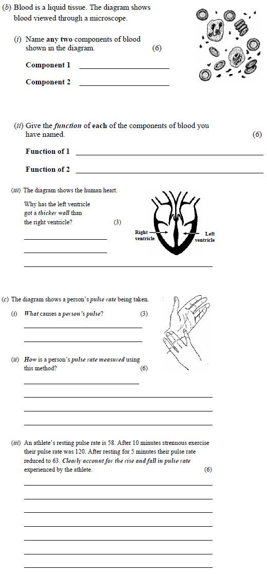 Blood-is-a-liquid-tissue-Junior Cycle Science-Question b-2006.png