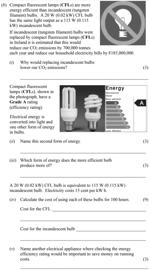Compact-fluorescent-lamps-(CFLs)-are-more-energy-efficient-than-incandescent-(tungsten-filament)-bulbs-Junior Cycle Science-Question b-2011.png