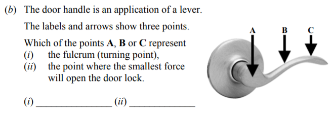 The-door-handle-is-an-application-of-a-lever-Junior Cycle Science-Question b-2011.png