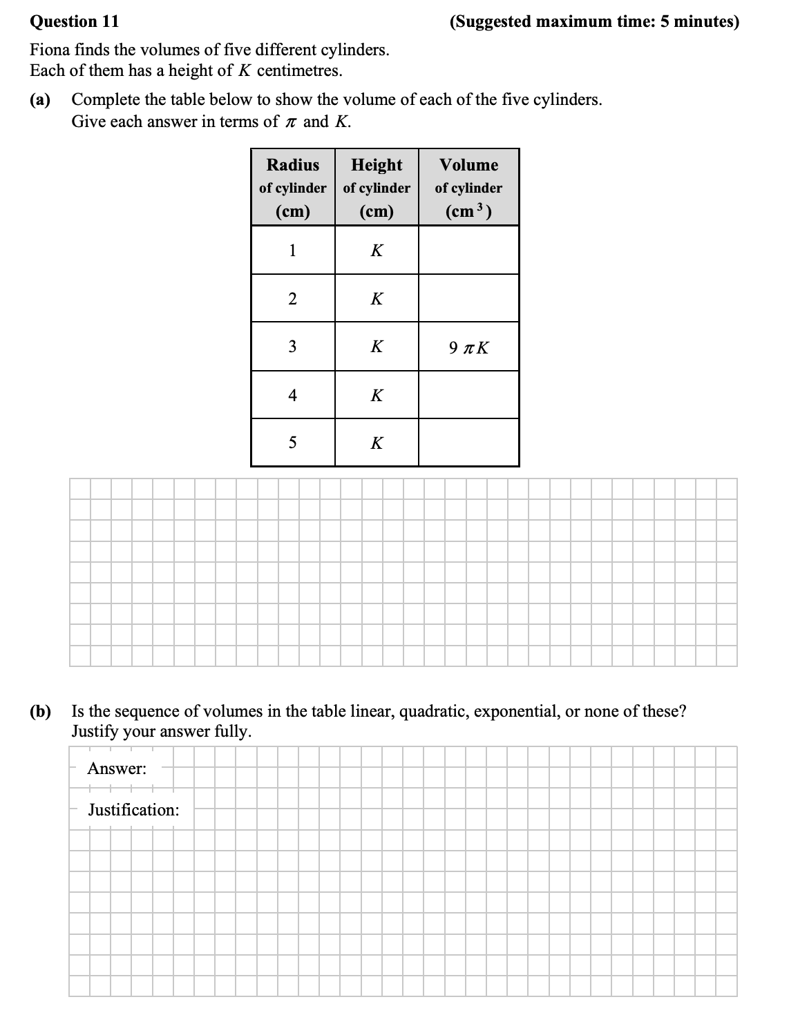 Fiona-finds-the-volumes-of-five-different-cylinders-Junior Cycle Mathematics-Question 11-2016.png