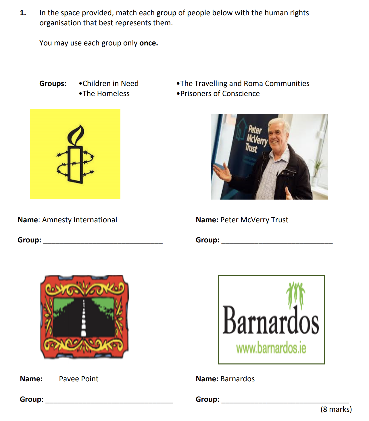 In-the-space-provided,-match-each-group-of-people-below-with-the-human-rights-organisation-that-best-represents-them-Junior Cycle CSPE-Question 1-2018.png