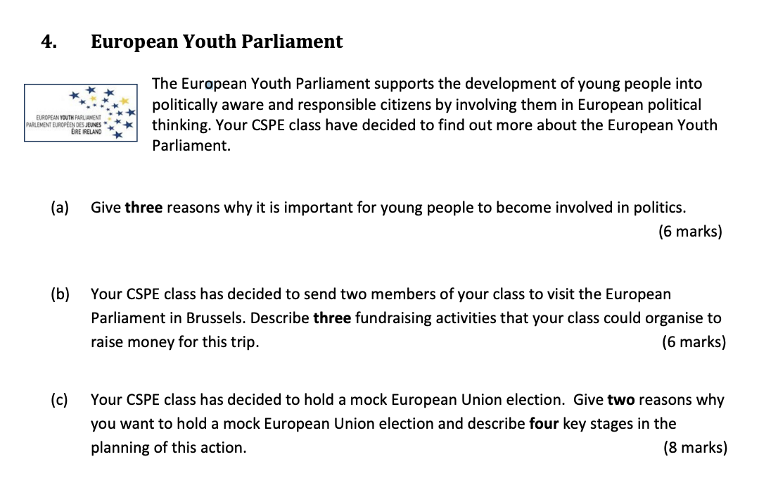European-Youth-Parliament--The-European-Youth-Parliament-supports-the-development-of-young-people-into-politically-aware-and-responsible-citizens-by-involving-them-in-European-political-thinking-Junior Cycle CSPE-Question 4-2017.png