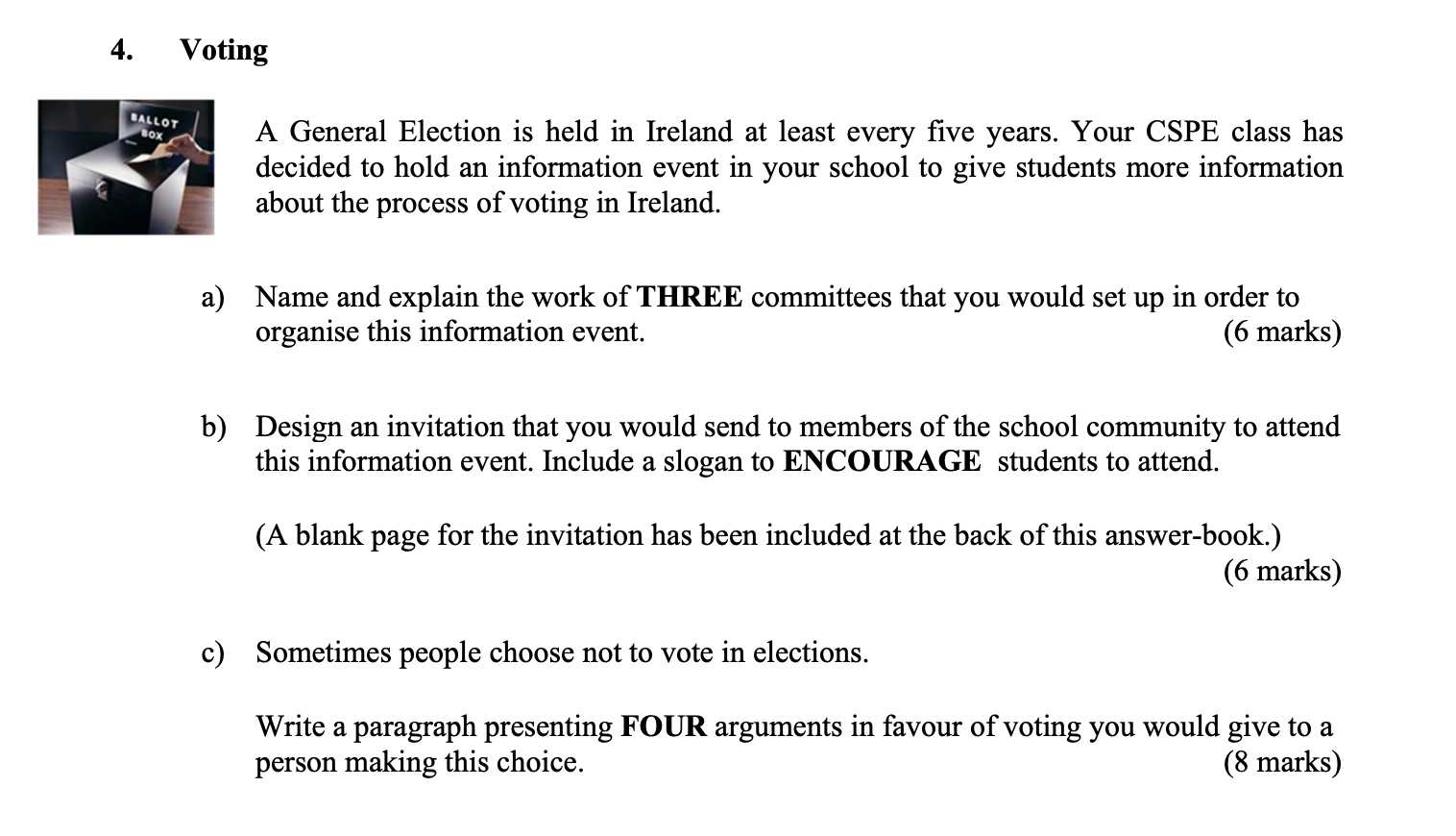 A-General-Election-is-held-in-Ireland-at-least-every-five-years-Junior Cycle CSPE-Question 4-2016.png