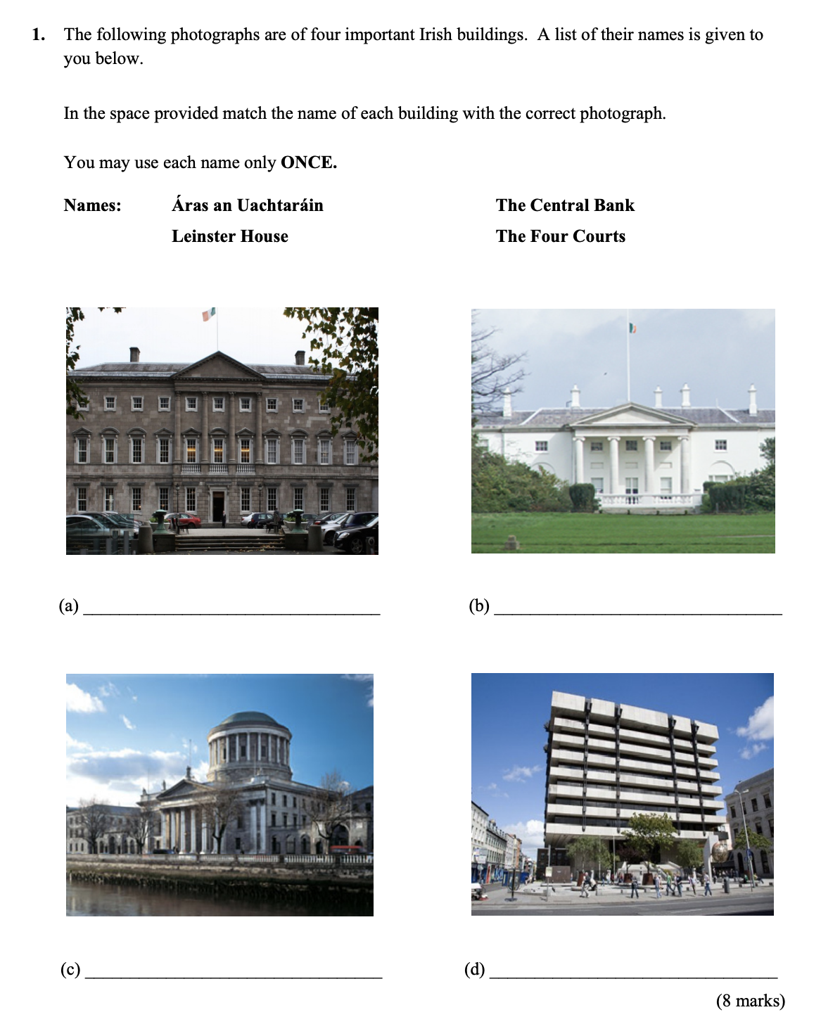 The-following-photographs-are-of-four-important-Irish-buildings-Junior Cycle CSPE-Question 1-2015.png