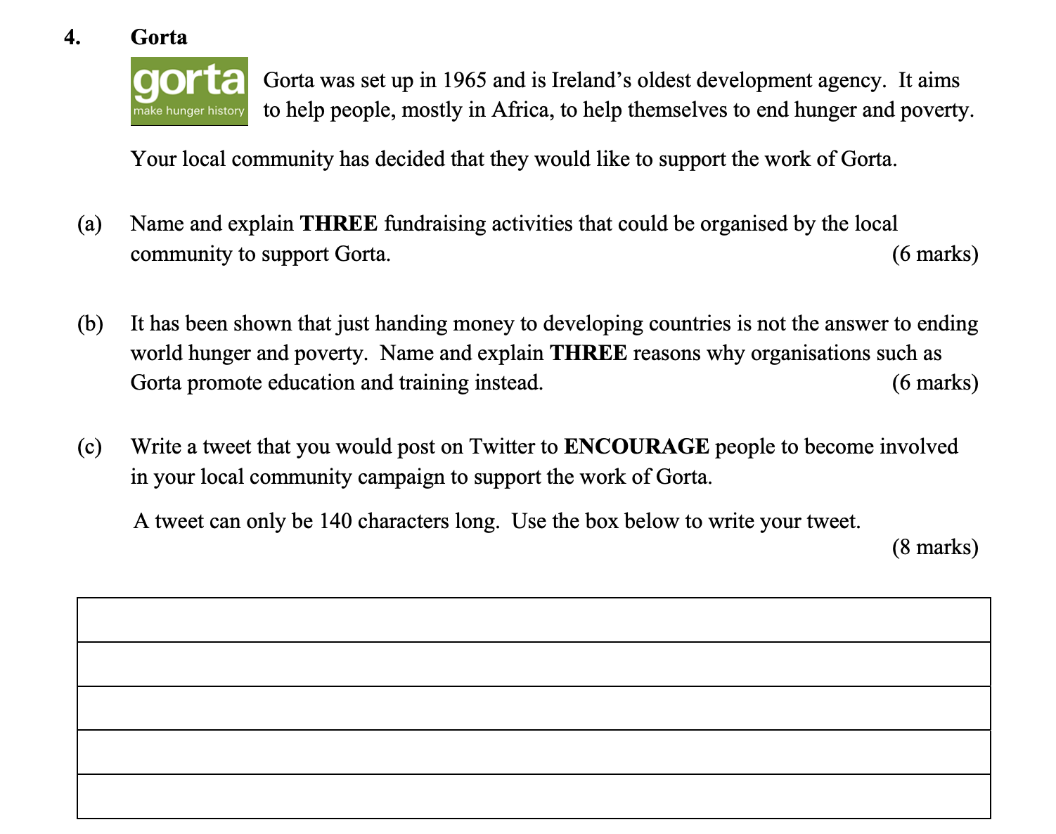 Gorta-was-set-up-in-1965-and-is-Ireland’s-oldest-development-agency-Junior Cycle CSPE-Question 4-2015.png