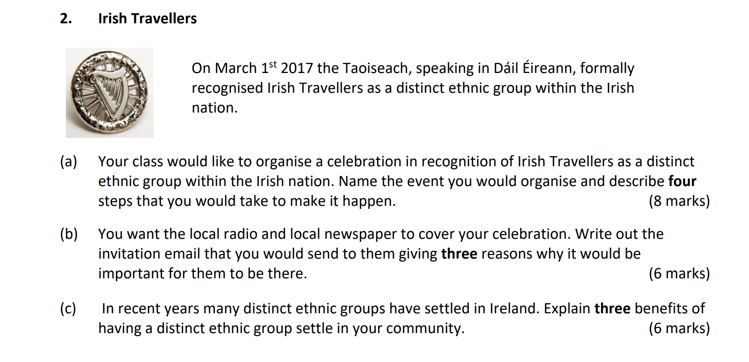 On-March-1st-2017-the-Taoiseach,-speaking-in-Dáil-Éireann,-formally-recognised-Irish-Travellers-as-a-distinct-ethnic-group-within-the-Irish-nation-Junior Cycle CSPE-Question 2-2018.png