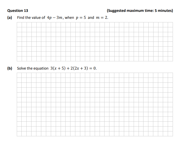 Find-the-value-of-4p-−-3m,-when-p-=-5-and-m-=-2-Junior Cycle Mathematics-Question 13-2018.png