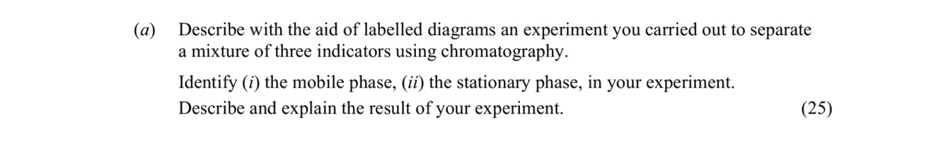 Describe-with-the-aid-of-labelled-diagrams-an-experiment-you-carried-out-to-separate-a-mixture-of-three-indicators-using-chromatography-Leaving Cert Chemistry-Question 10(a)-2016.png