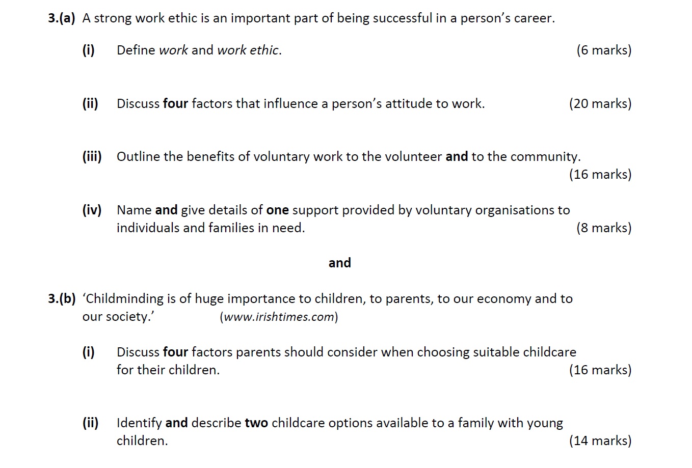 3.(a)-A-strong-work-ethic-is-an-important-part-of-being-successful-in-a-person’s-career-Leaving Cert Home Economics-Question 3(a)-2020.png