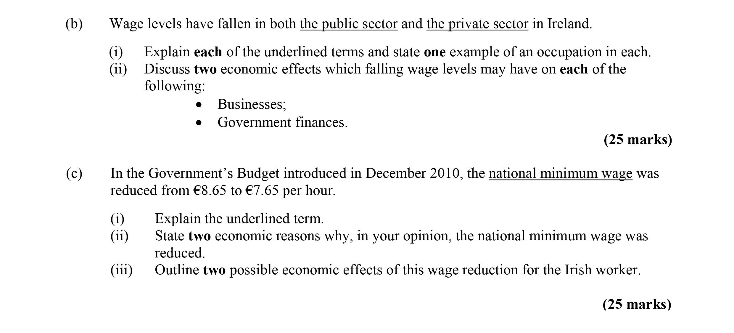 Wage-levels-have-fallen-in-both-the-public-sector-and-the-private-sector-in-Ireland-Leaving Cert Economics-Question b-2011.png