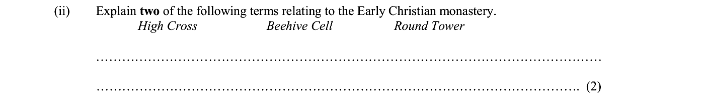 Explain-two-of-the-following-terms-relating-to-the-Early-Christian-monastery-Junior Cycle History-Question ii-2014.png