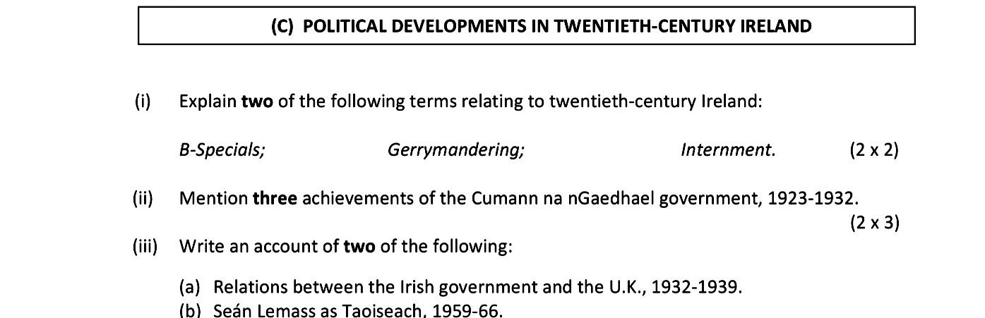 Explain-two-of-the-following-terms-relating-to-twentieth-century-Ireland:--B-Specials;-Gerrymandering;-Internment-Junior Cycle History-Question (C)-2019.png