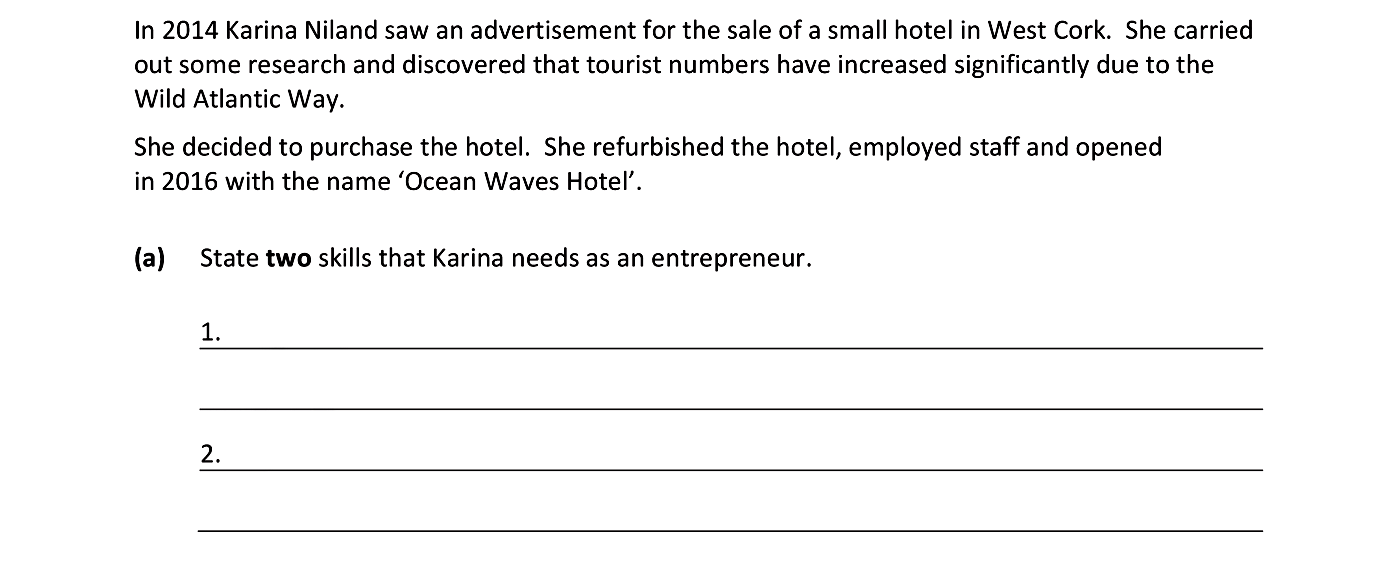In-2014-Karina-Niland-saw-an-advertisement-for-the-sale-of-a-small-hotel-in-West-Cork-Junior Cycle Business Studies-Question 17-2019.png