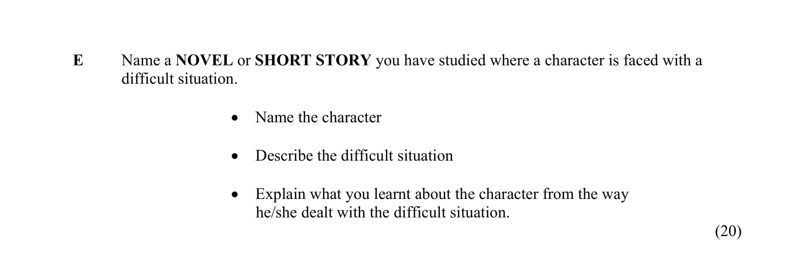 Name-a-NOVEL-or-SHORT-STORY-you-have-studied-where-a-character-is-faced-with-a-difficult-situation-Junior Cycle English-Question E-2011.png