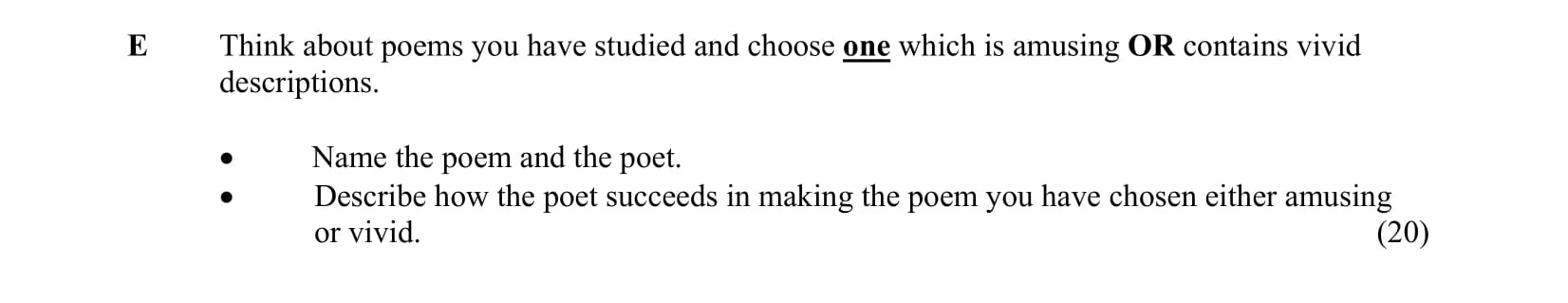 Think-about-poems-you-have-studied-and-choose-one-which-is-amusing-OR-contains-vivid-descriptions-Junior Cycle English-Question E-2007.png