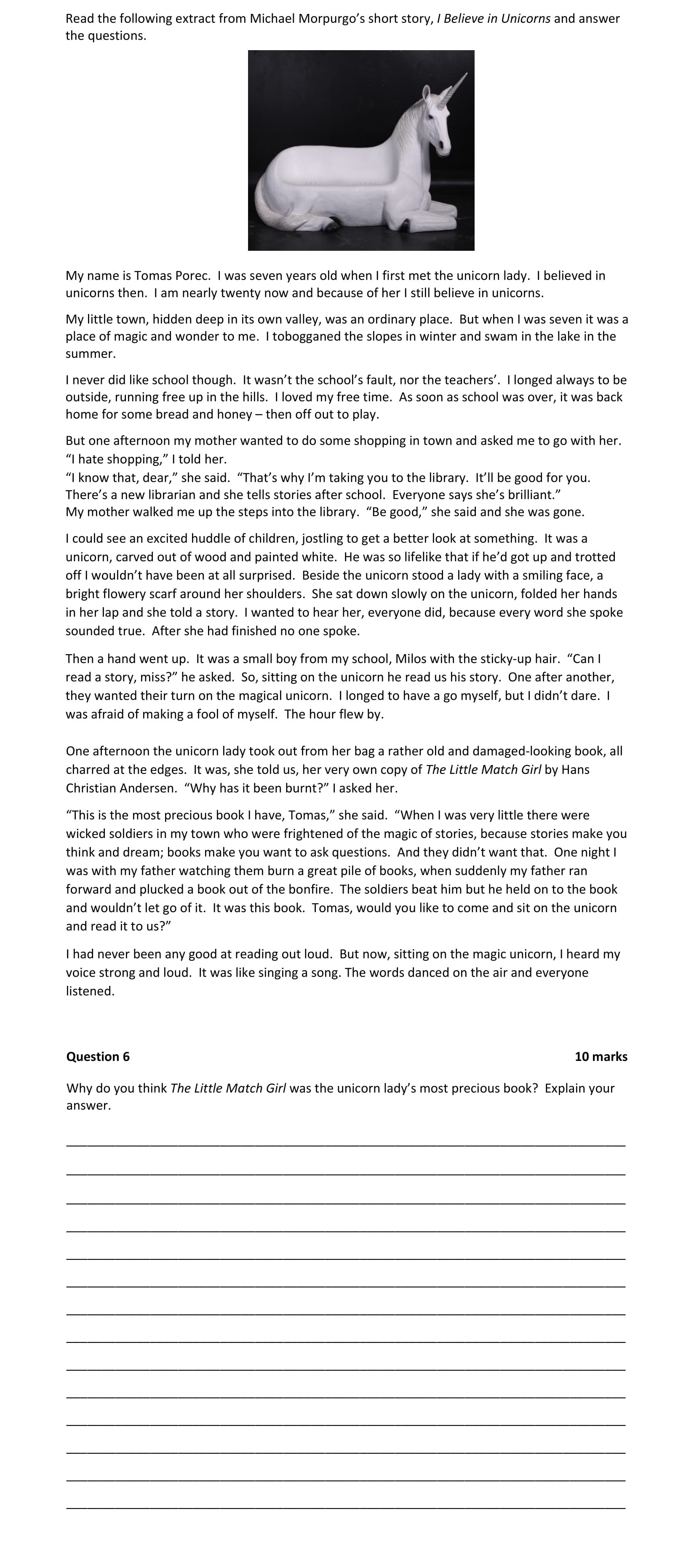 Why-do-you-think-The-Little-Match-Girl-was-the-unicorn-lady's-most-precious-book?-Explain-your-answer.----Junior Cycle English-Question 6-2018.png