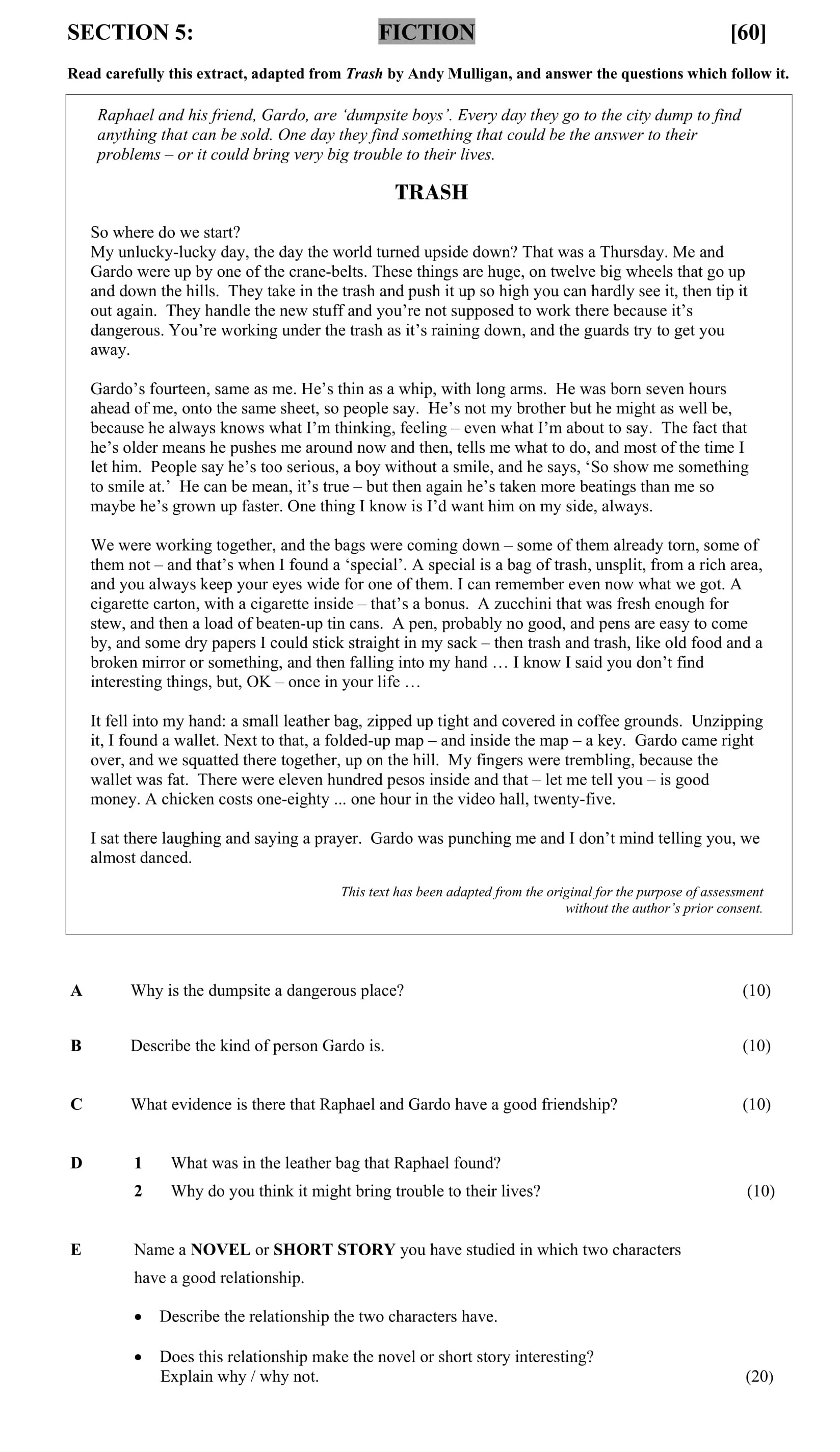 So-where-do-we-start?---My-unlucky-lucky-day,-the-day-the-world-turned-upside-down?-That-was-a-Thursday-Junior Cycle English-Question 5-2012.png