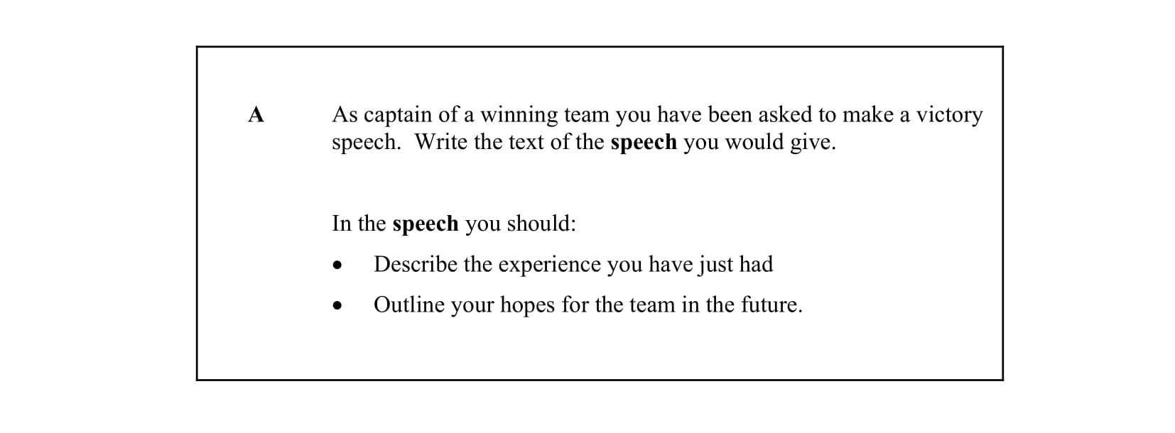 As-captain-of-a-winning-team-you-have-been-asked-to-make-a-victory-speech-Junior Cycle English-Question A-2014.png