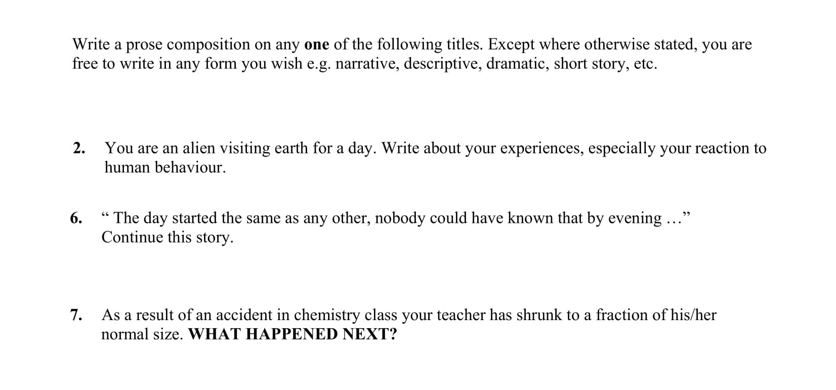 You-are-an-alien-visiting-earth-for-a-day-Junior Cycle English-Question 2-2007.png