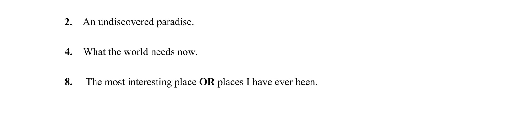 2.-An-undiscovered-paradise-Junior Cycle English-Question 2, 4, 8-2008.png