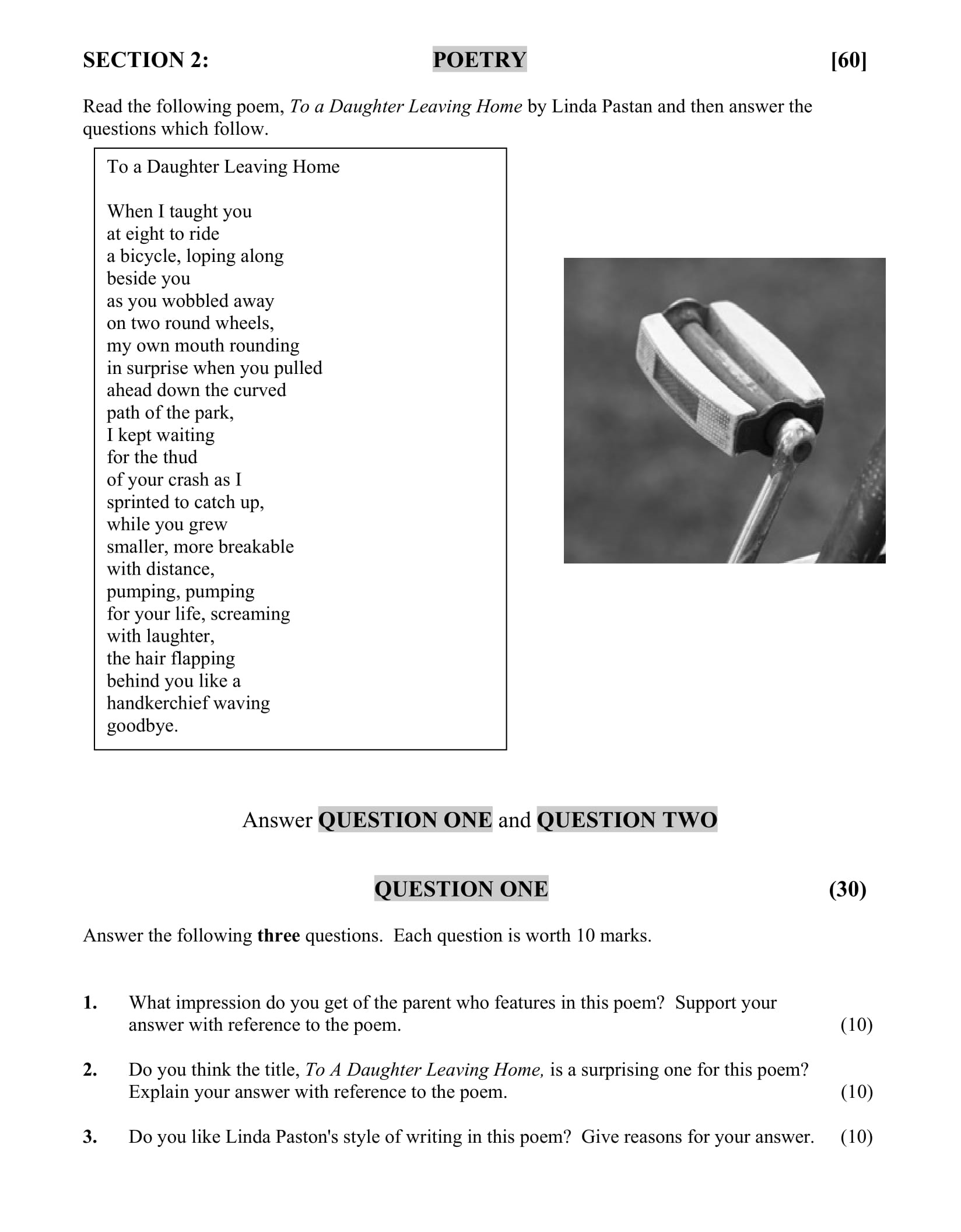 Answer-the-following-three-questions-Junior Cycle English-Question QUESTION ONE-2013.png
