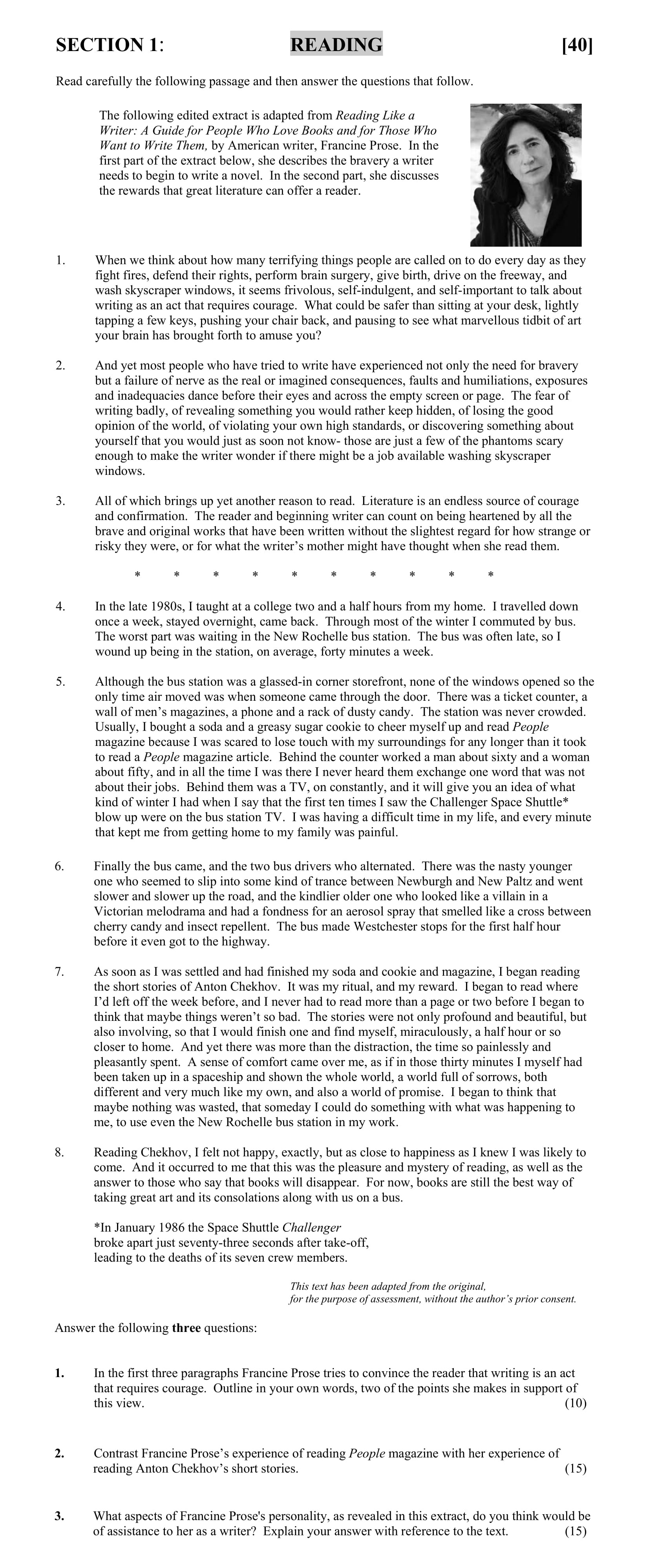 In-the-first-three-paragraphs-Francine-Prose-tries-to-convince-the-reader-that-writing-is-an-act-that-requires-courage-Junior Cycle English-Question 1-2013.png