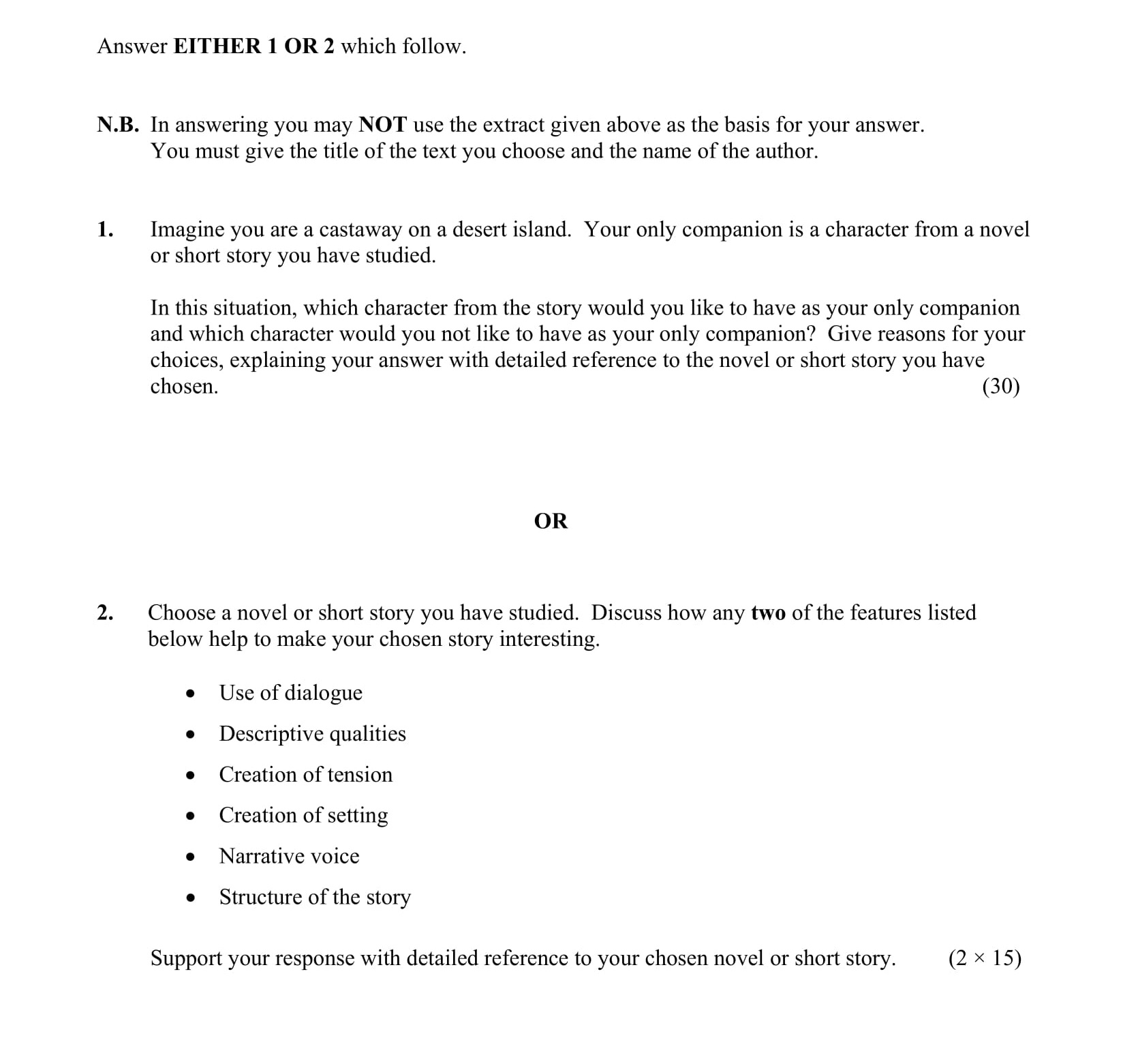Imagine-you-are-a-castaway-on-a-desert-island-Junior Cycle English-Question 1-2016.png