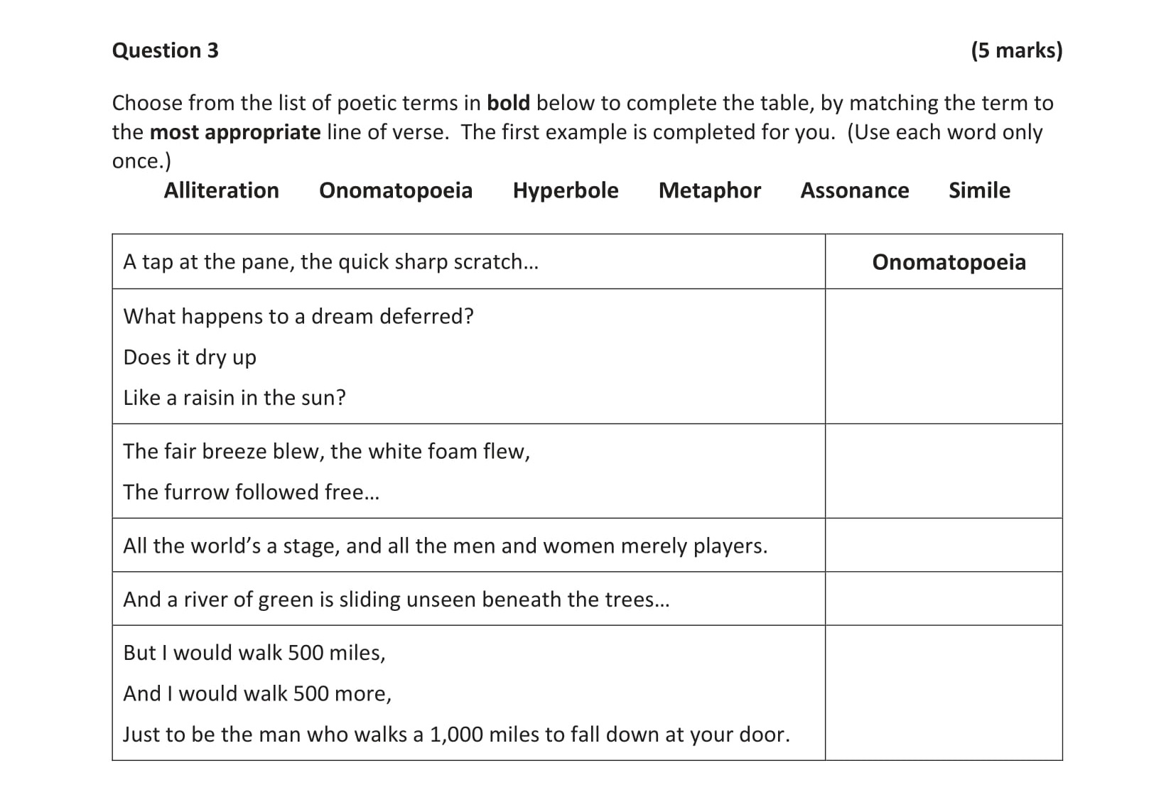Choose-from-the-list-of-poetic-terms-in-bold-below-to-complete-the-table;-by-matching-the-term-to-the-most-appropriate-line-of-verse-Junior Cycle English-Question 3-2019.png
