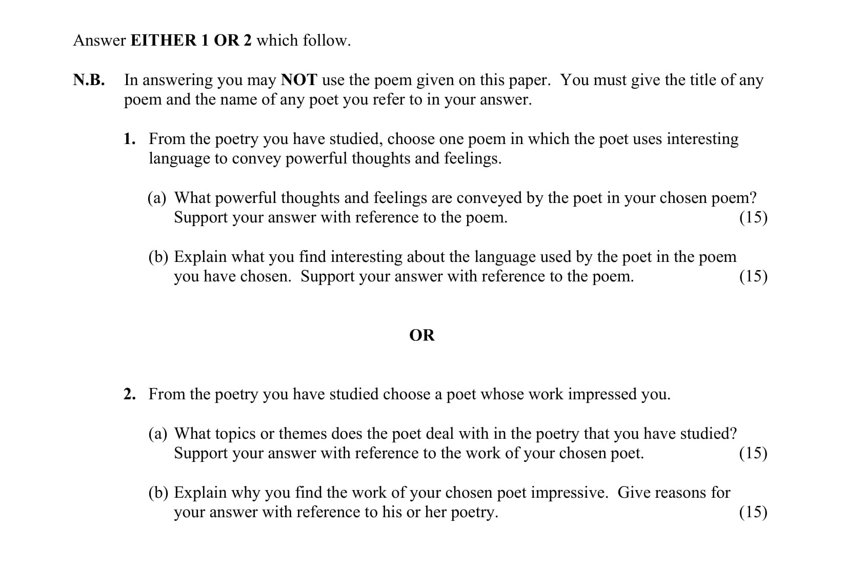 1.-From-the-poetry-you-have-studied,-choose-one-poem-in-which-the-poet-uses-interesting-language-to-convey-powerful-thoughts-and-feelings-Junior Cycle English-Question 1-2012.png