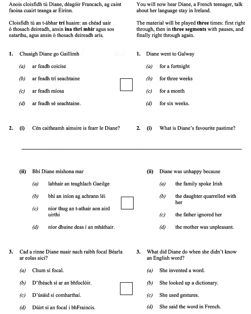 Anois-cloisfidh-tú-Diane,-déagóir-Francach,-ag-caint-faoin-a-cuid-teanga-in-Éirinn-Leaving Cert German-Question 1-2008.png