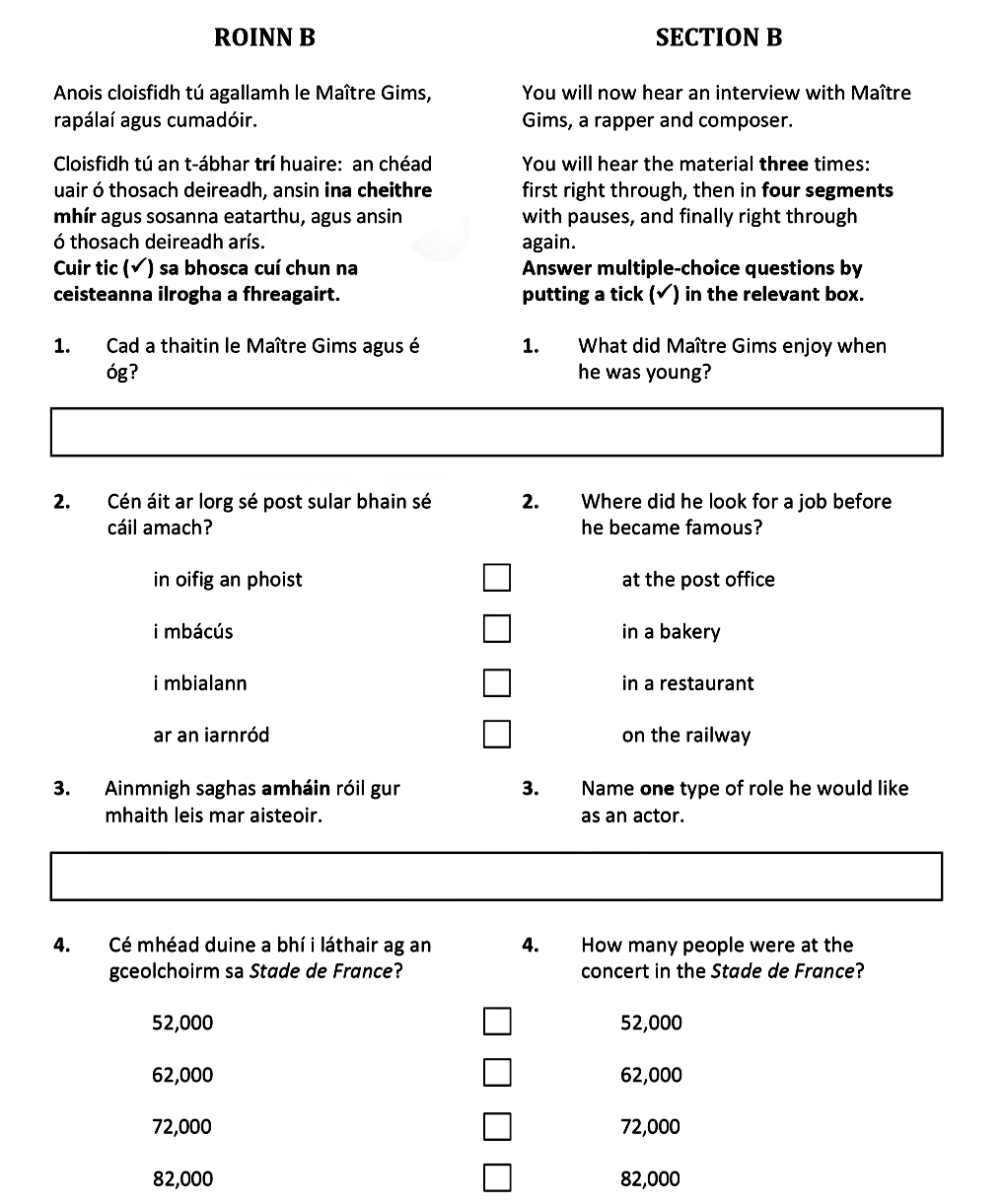 You-will-now-hear-an-interview-with-Maître-Gims,-a-rapper-and-composer-Leaving Cert French-Question SECTION B-2021.png