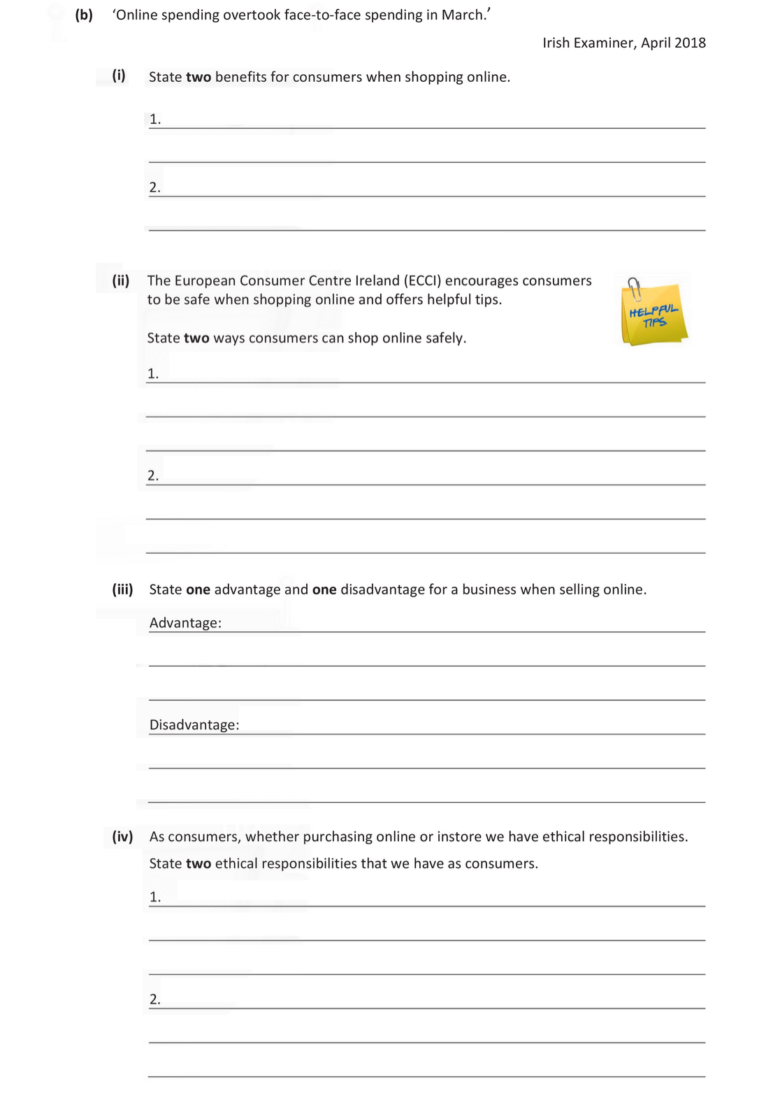 ‘Online-spending-overtook-face-to-face-spending-in-March.’--(i)-State-two-benefits-for-consumers-when-shopping-online-Junior Cycle Business Studies-Question 16-2019.png