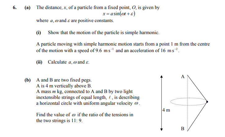 Leaving Cert Applied Maths Circular Motion: The distance, $x$, of a ...