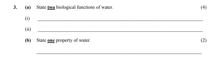 3.-(a)-State-two-biological-functions-of-water-Leaving Cert Home Economics-Question 3-2005.png