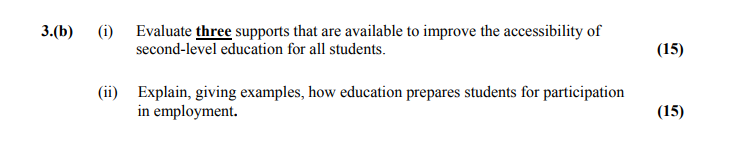 Evaluate-three-supports-that-are-available-to-improve-the-accessibility-of-second-level-education-for-all-students-Leaving Cert Home Economics-Question 3(b)-2015.png