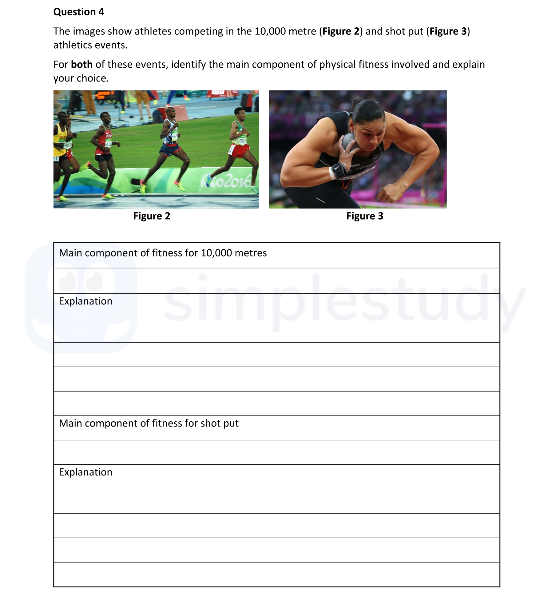 The-images-show-athletes-competing-in-the-10,000-metre-(Figure-2)-and-shot-put-(Figure-3)-athletics-events-Leaving Cert Physical Education-Question 4-2022.png
