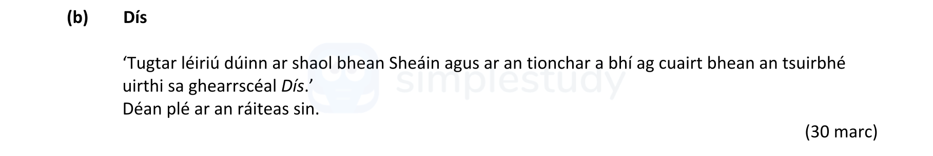 'Tugtar-léiríu-dúinn-ar-shaol-bhean-Sheáin-agus-ar-an-tionchar-a-bhí-ag-cuairt-bhean-an-tsuirbhé-uirthi-sa-ghearrscéal-Dís.'--Déan-plé-ar-an-ráiteas-sin.-Leaving Cert Irish-Question (b)-2021.png