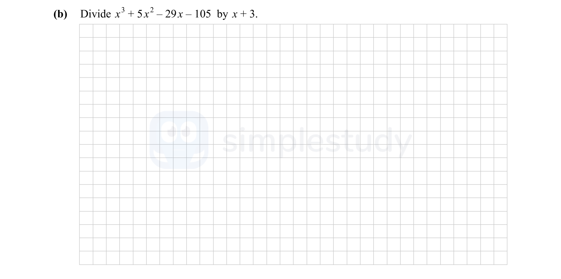 Divide-$x^3-+-5x^2---29x---105$-by-$x-+-3$.-Junior Cycle Mathematics-Question b.png