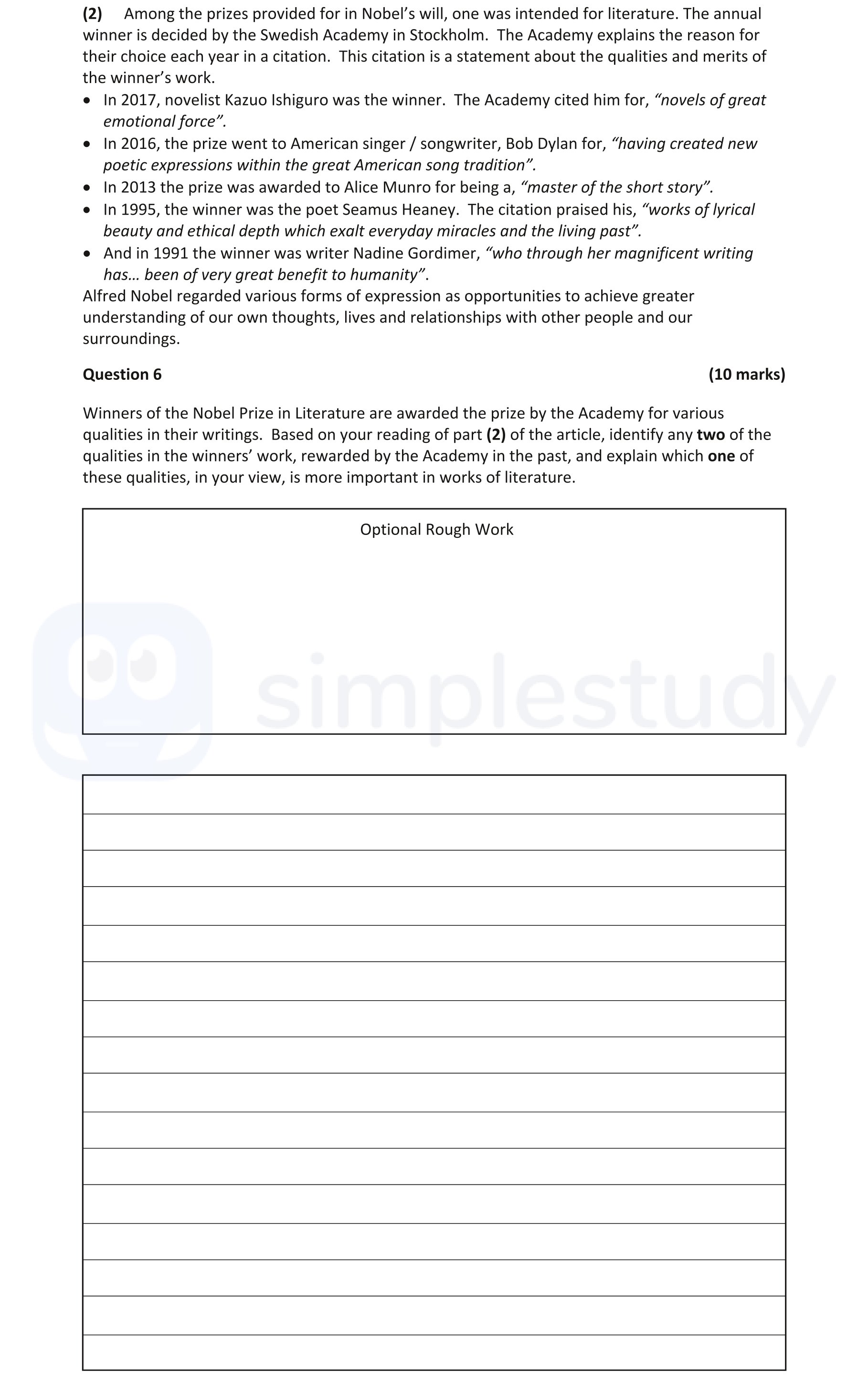 Winners-of-the-Nobel-Prize-in-Literature-are-awarded-the-prize-by-the-Academy-for-various-qualities-in-their-writings-Junior Cycle English-Question 6-2019.png