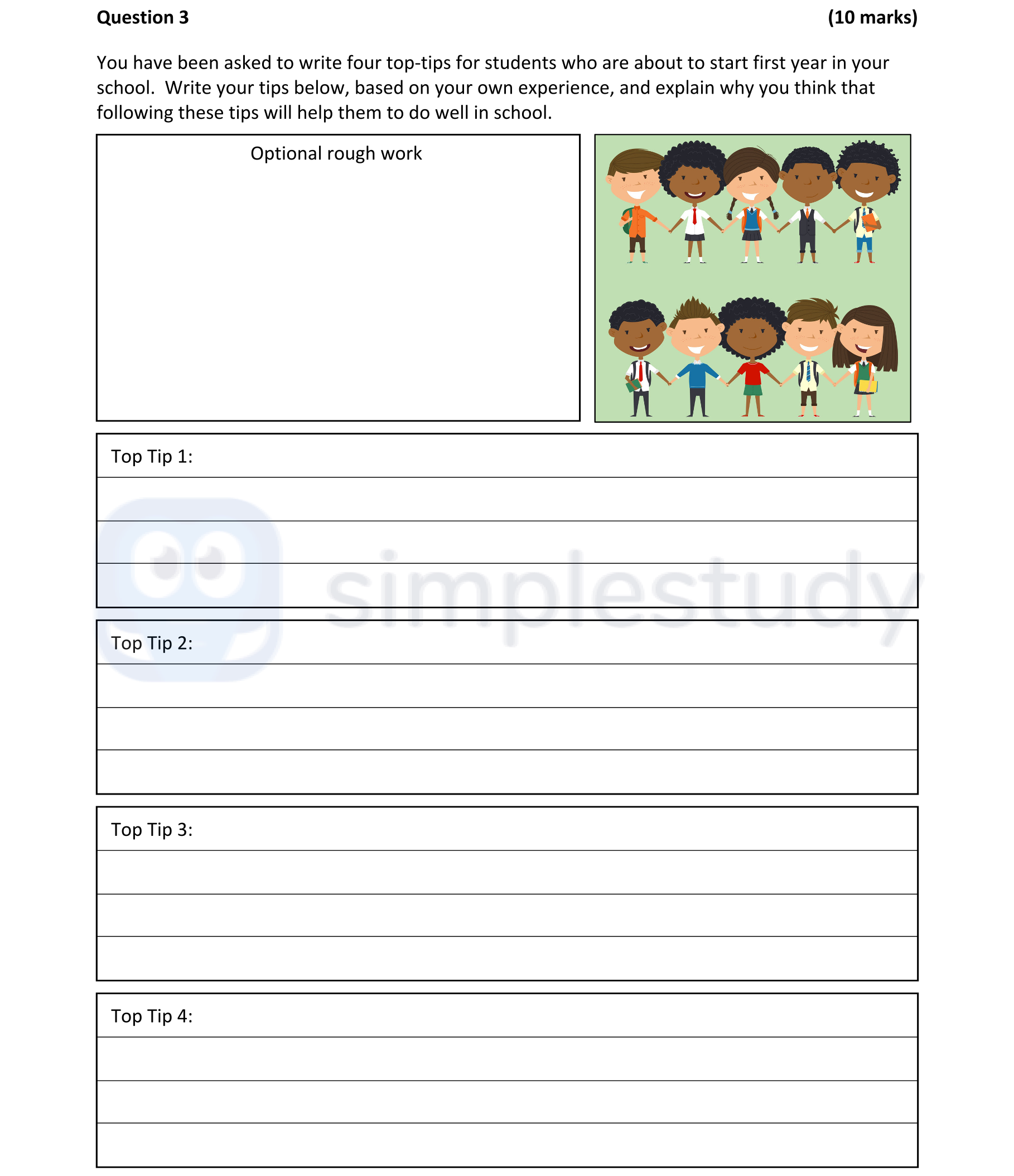 You-have-been-asked-to-write-four-top-tips-for-students-who-are-about-to-start-first-year-in-your-school-Junior Cycle English-Question 3-2022.png