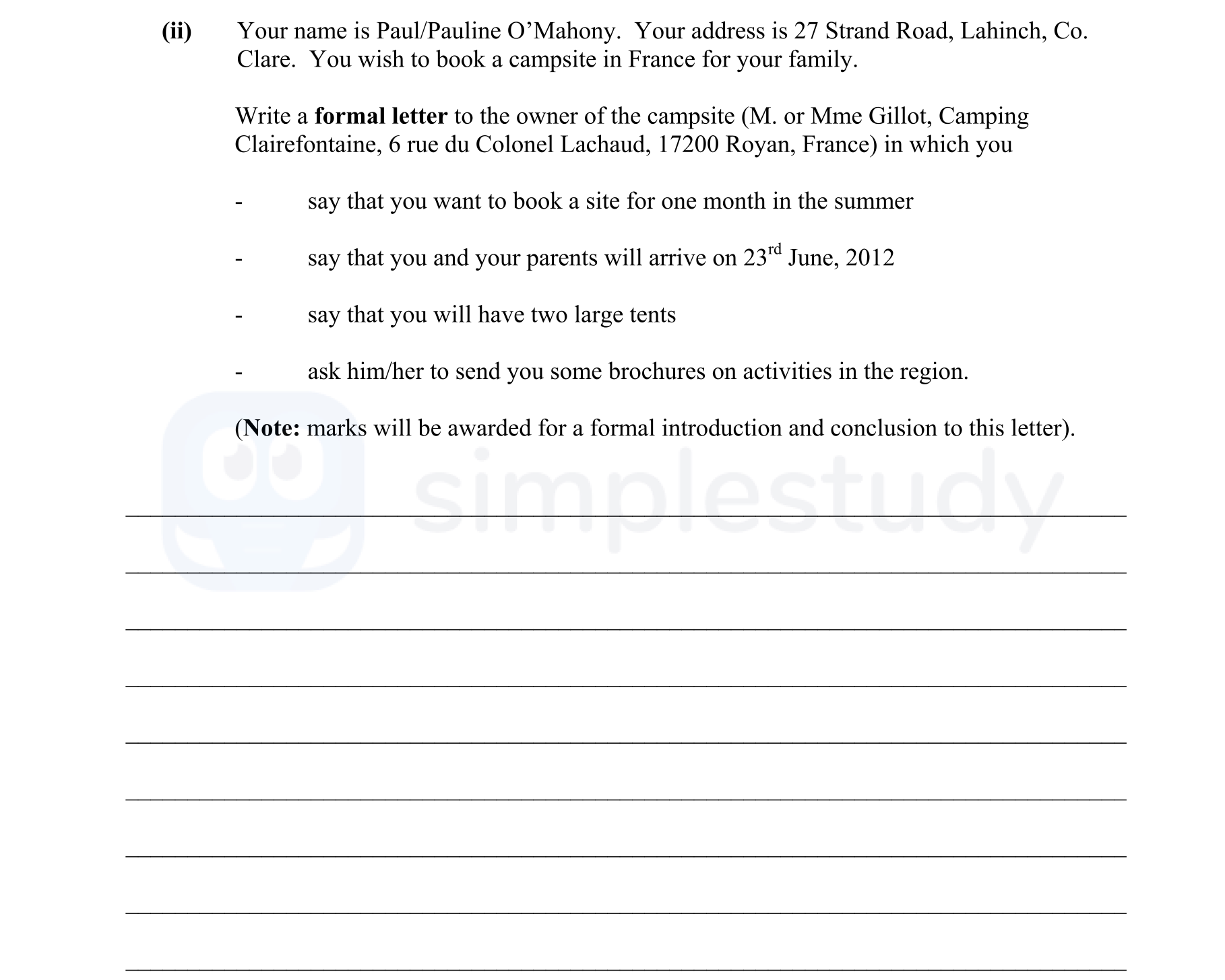 Your-name-is-Paul/Pauline-O'Mahony-Junior Cycle French-Question ii-2012.png