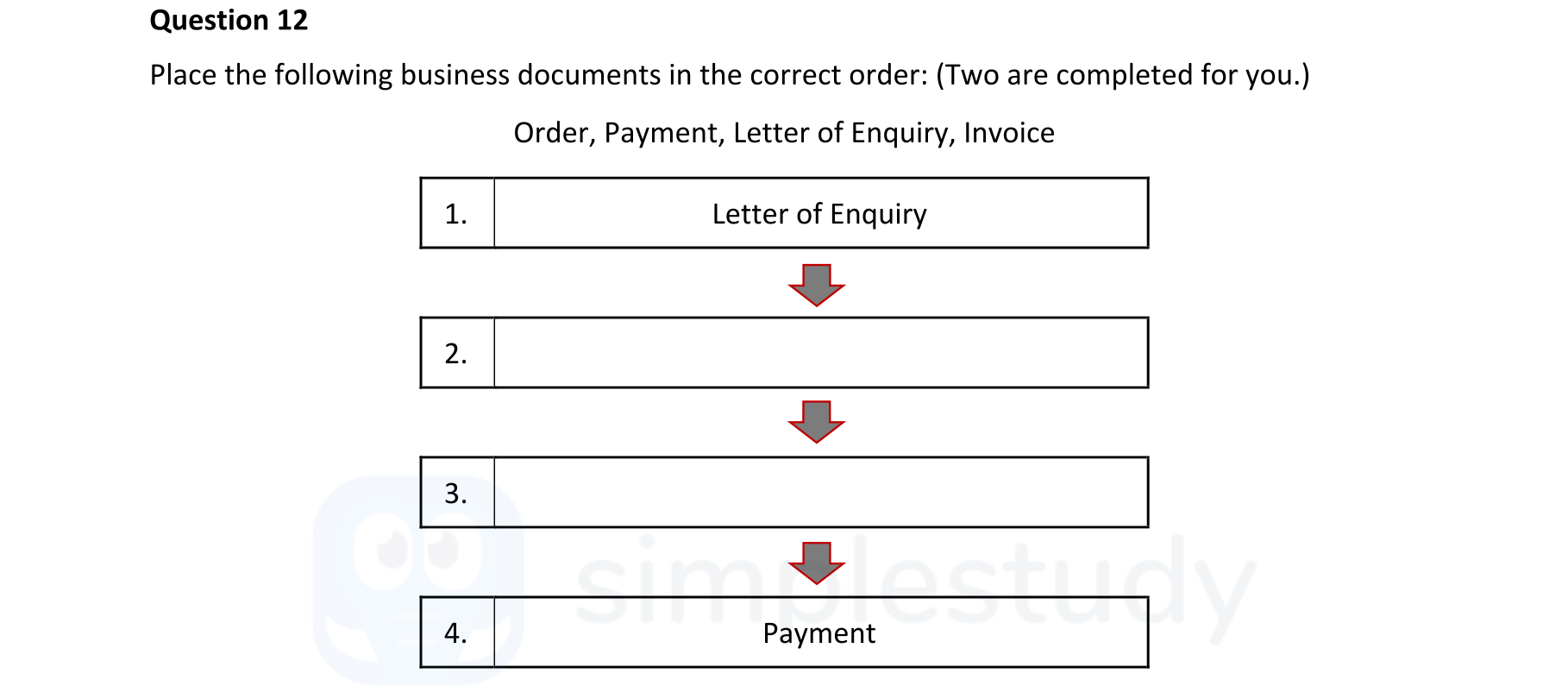 Place-the-following-business-documents-in-the-correct-order:-(Two-are-completed-for-you.)--Order,-Payment,-Letter-of-Enquiry,-Invoice--1-Junior Cycle Business Studies-Question 12-2022.png