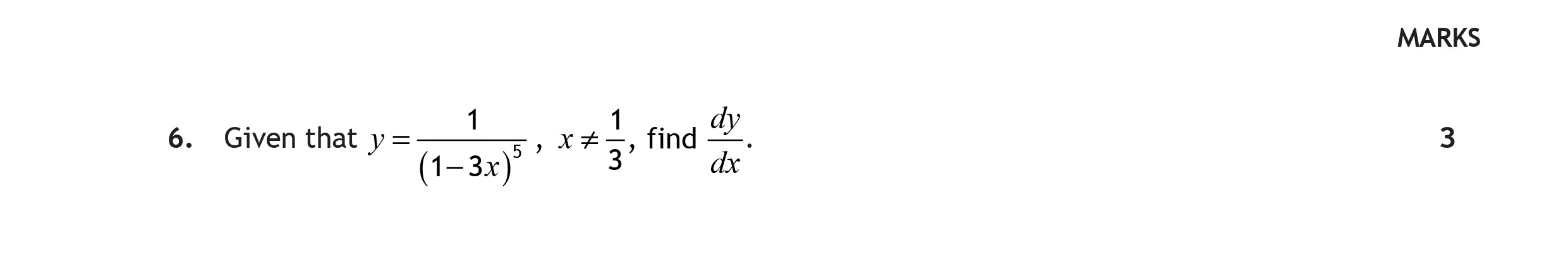 Given-that---$y-=-\frac{1}{(1-3x)^3}-\cdot-x^{\frac{1}{3}}$,-find-$\frac{dy}{dx}$.-Scottish Highers Maths-Question 6-2022.png