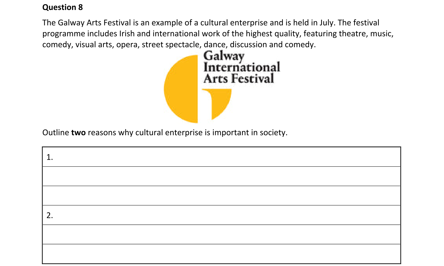 The-Galway-Arts-Festival-is-an-example-of-a-cultural-enterprise-and-is-held-in-July-Junior Cycle Business Studies-Question 8-2023.png