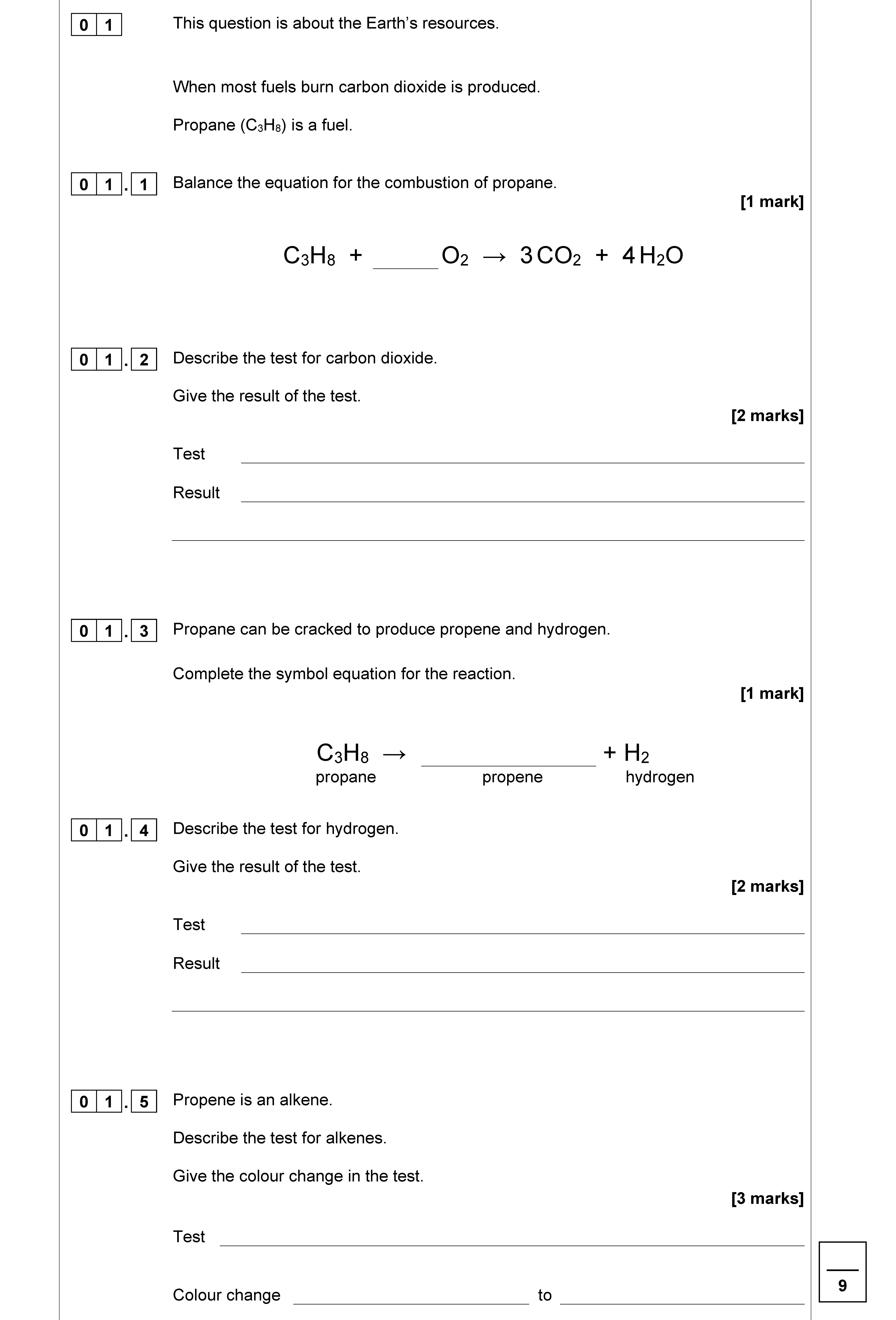 Combined Science Questions GCSE AQA Chemistry Combined Science Identification of Common Gases ...