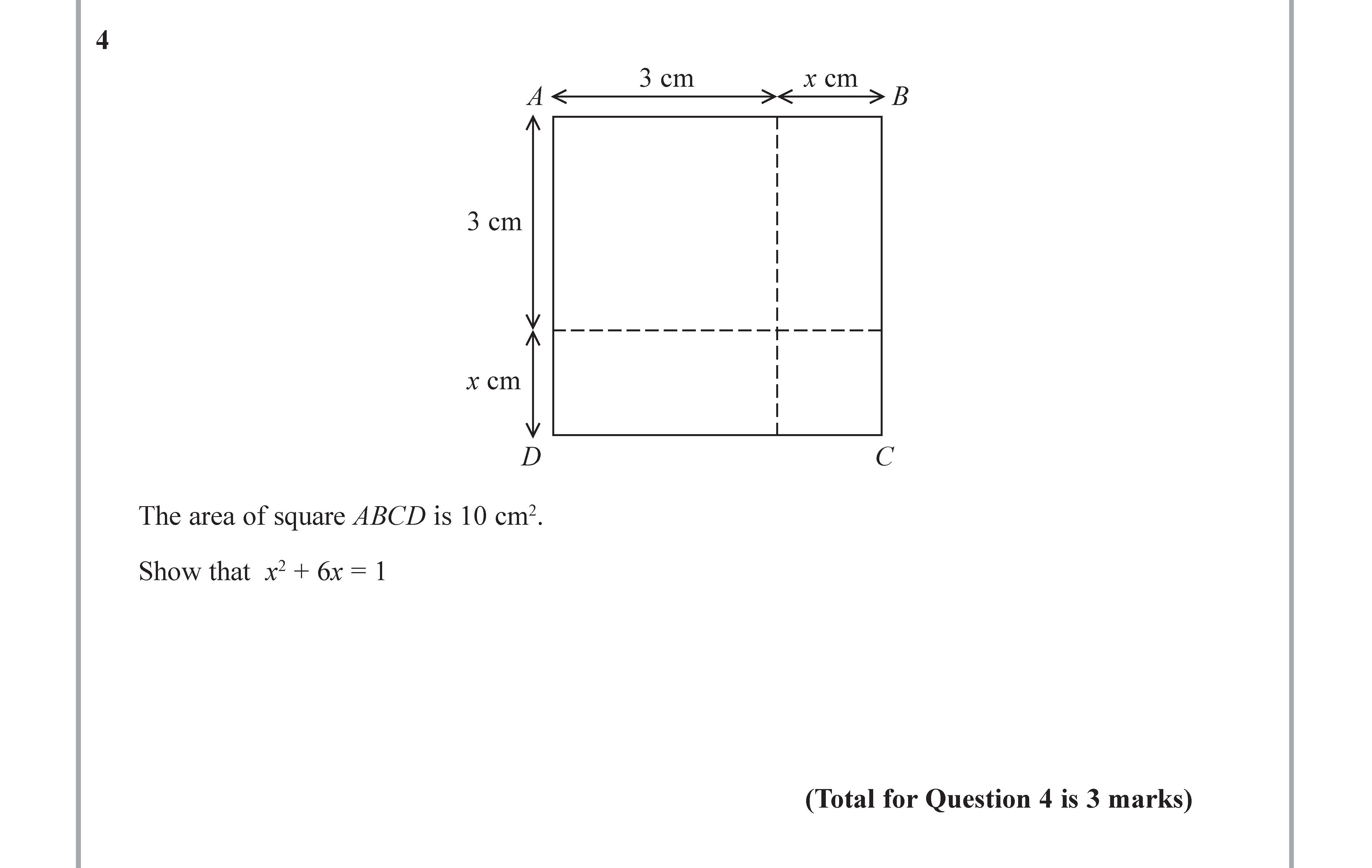 The-area-of-square-ABCD-is-10-cm²-Edexcel-GCSE Maths-Question 4-2017-Paper 1.png