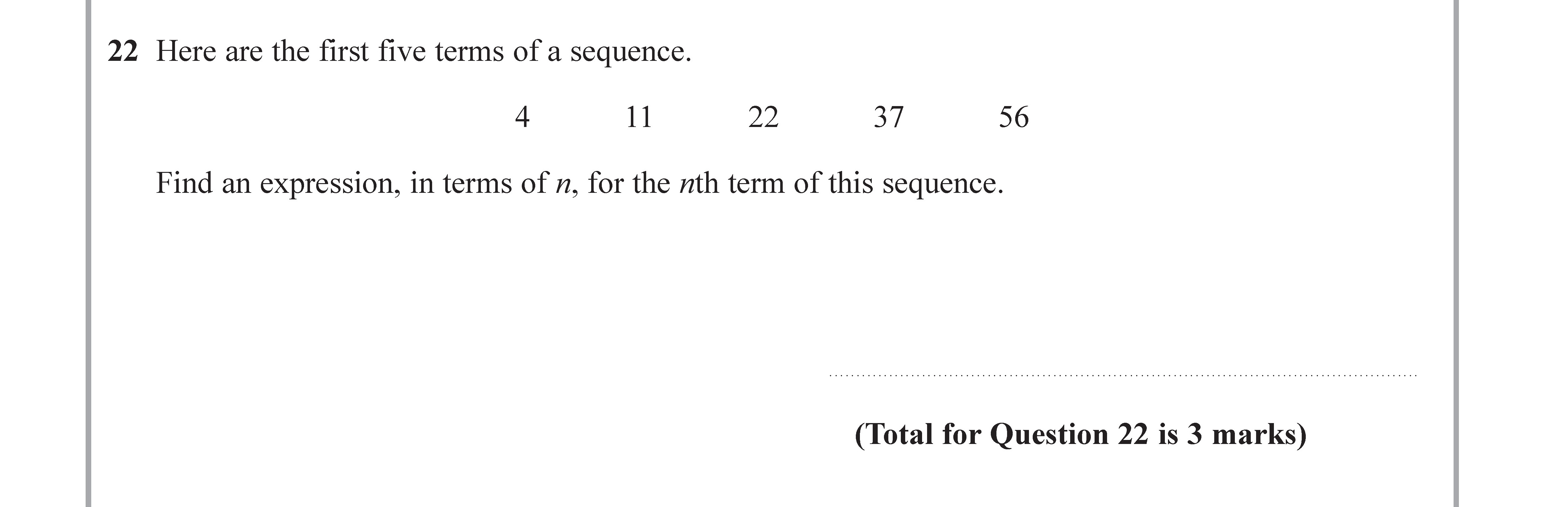 Here-are-the-first-five-terms-of-a-sequence-Edexcel-GCSE Maths-Question 22-2017-Paper 2.png