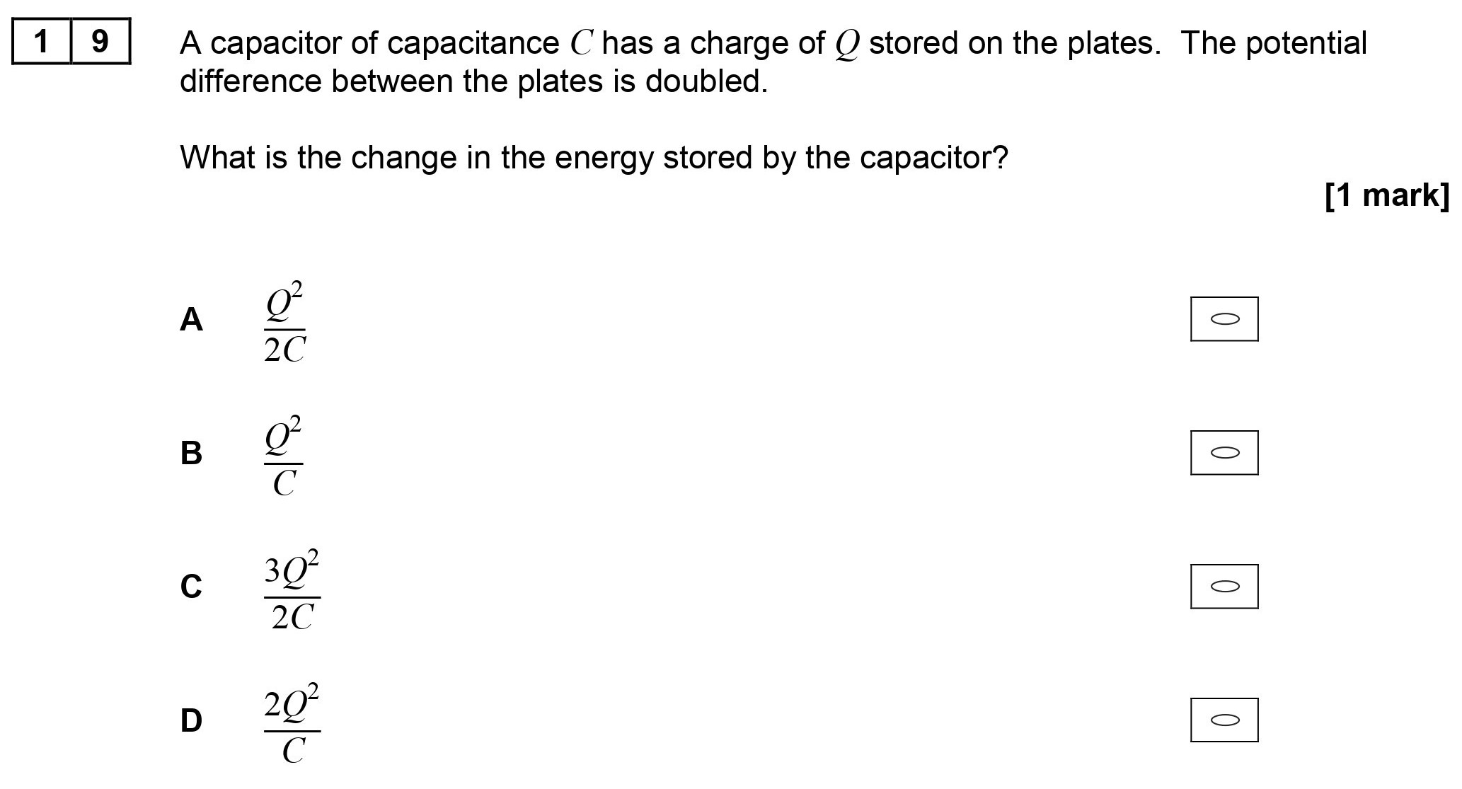 A-Level AQA Physics Capacitance: A capacitor of capacitance C has
