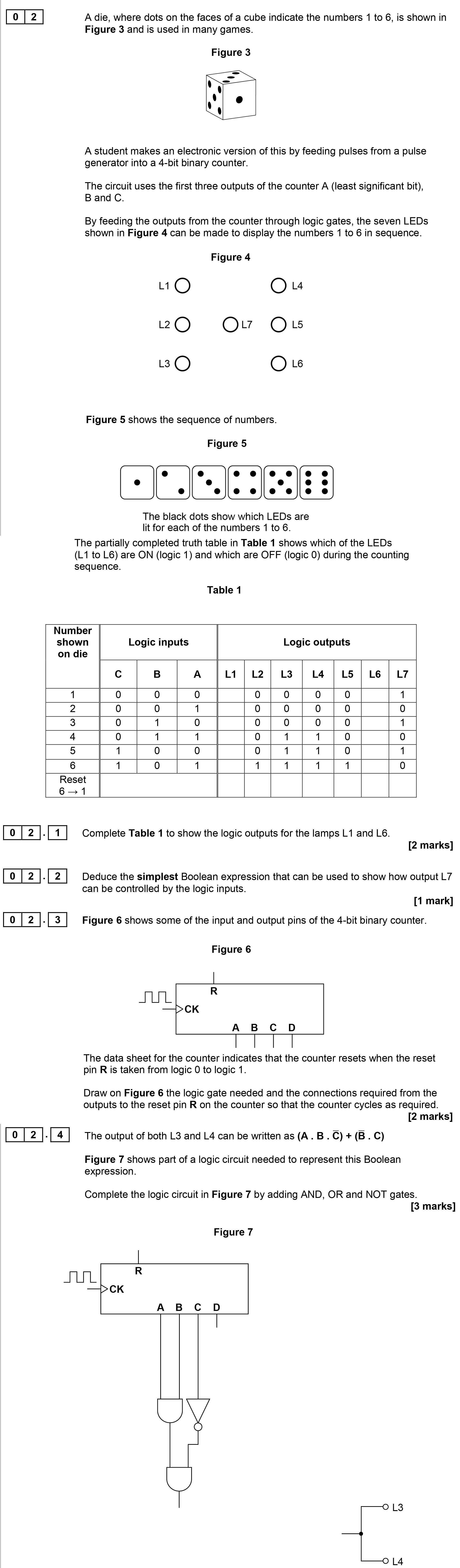 Complete-Table-1-to-show-the-logic-outputs-for-the-lamps-L1-and-L6-AQA-A-Level Physics-Question 2-2017-Paper 8.png